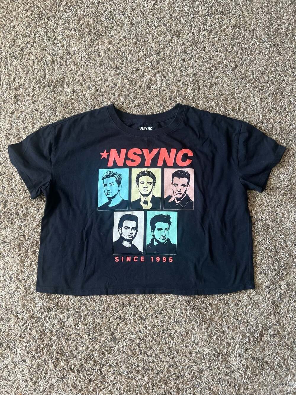 NSYNC Since 1995 Graphic Print Crop T-Shirt Size L